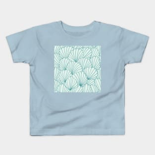 Retro Blue Shells Pattern Kids T-Shirt